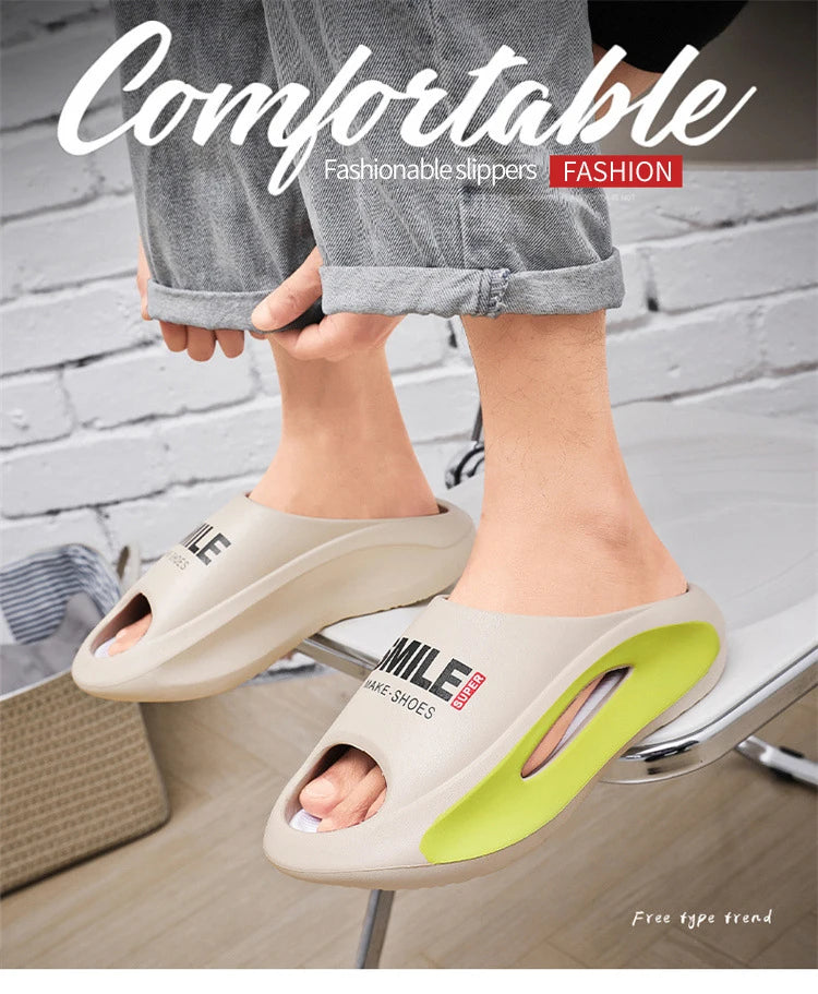 Men Slippers 2024 New Slides with a Sense High Aesthetic Value External Wear Anti Slip Thick Bottom, Beach Cool Slippers for Men