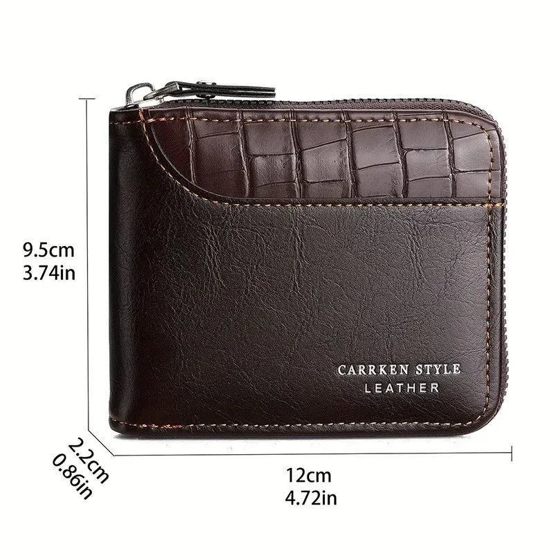 Leather Men’s Wallet Luxury Mens Purse Male Zipper Card Holders with Coin Pocket Rfid Wallets Gifts for Men Money Bag