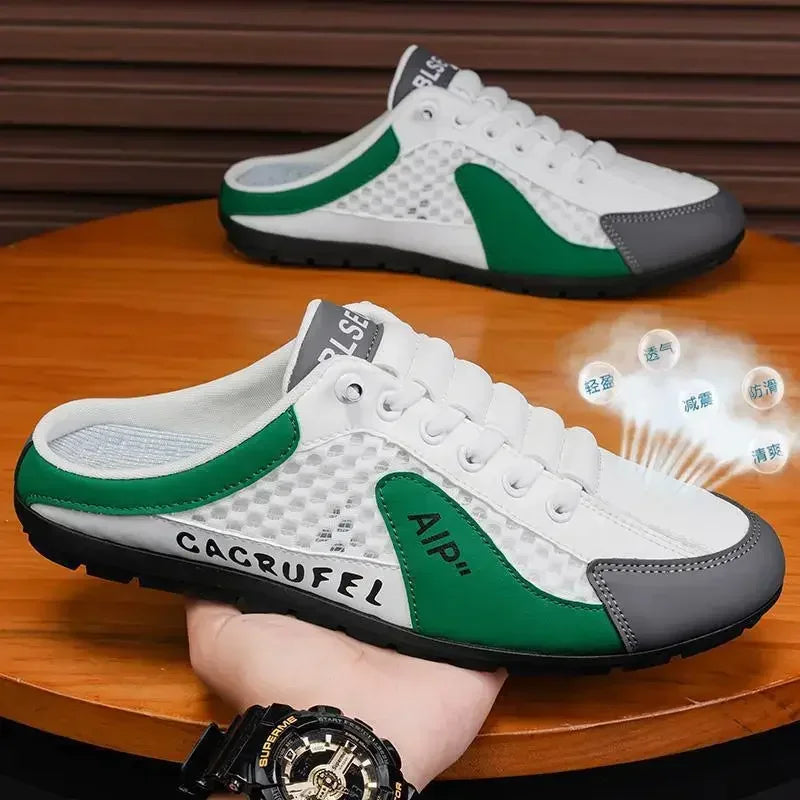 Men's Fashion Soft-soled Half Slippers Summer Trendy Bottom Casual Shoes Soft Sole Support Shoes Sneakers Half Drag Sandals