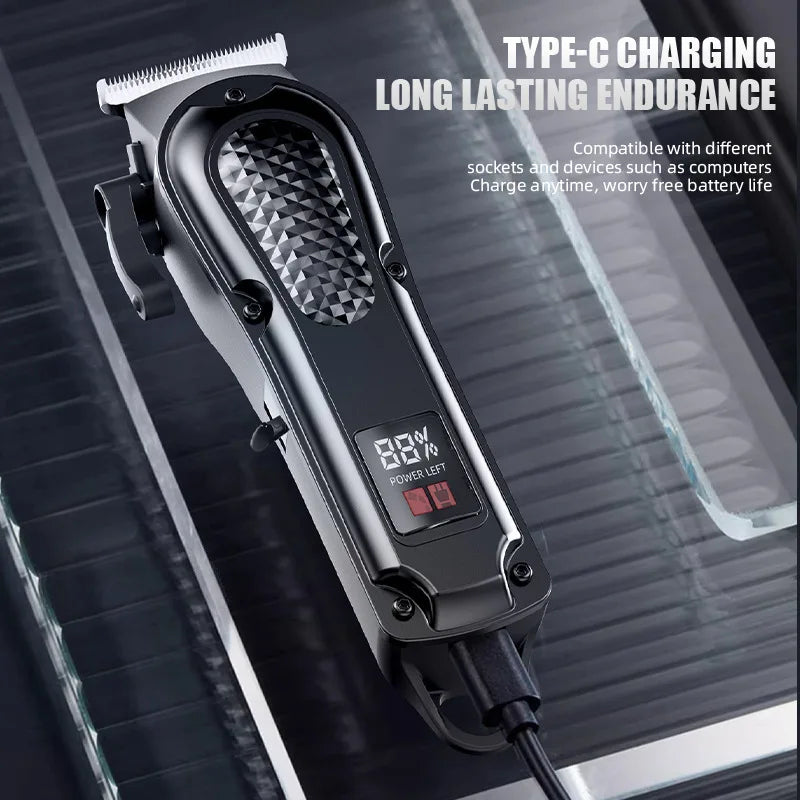 Men's Professional Hair Clippers Kit Cordless & Corded Barber Clippers Set Grooming Rechargeable Trimmer with Adjustable Blade