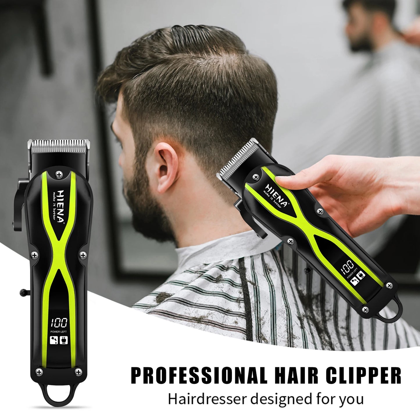 HIENA Hair Clippers for men Rechargeable Cordless Hair Trimmer Head Shavers haircut Professional barber hair cutting machine