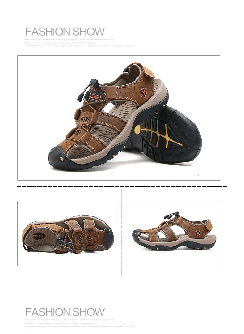 Men Sandals Summer New Large Size Outdoor Casual Beach Shoes Anti Slip Durable Breathable Toe Cover Sandals244