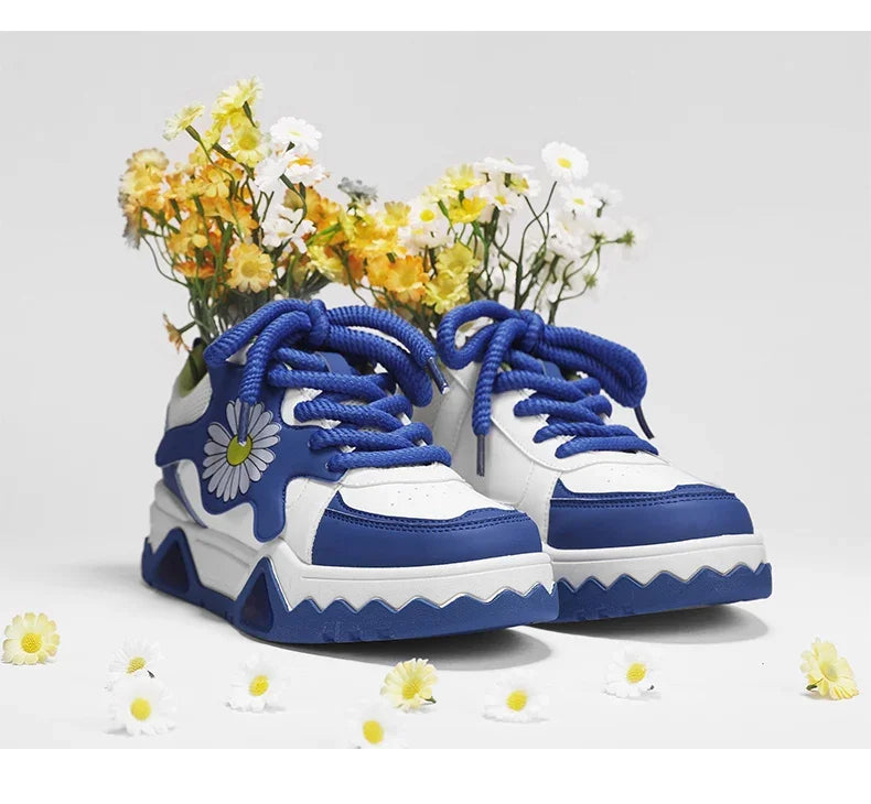 Sneakers Men Trendy Mixed Color Lace-up Thick-soled Casual Shoes Non-slip Shoe Round Toe Men Board Shoes Zapatillas Hombre