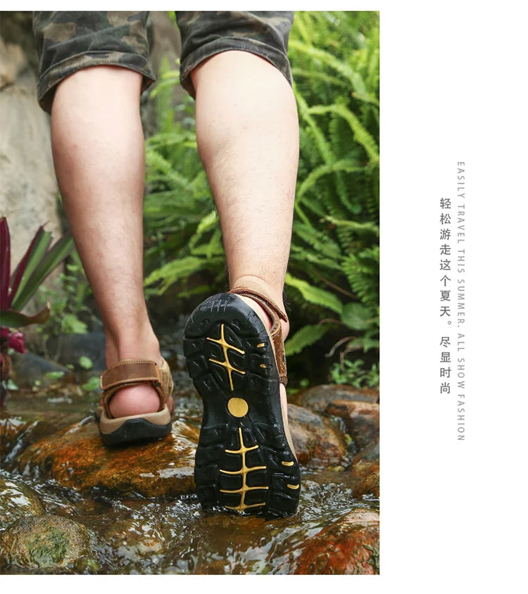 Summer Hiking Sandals for Men Quick Dry Outdoor Trail Walking Closed Toe Water Sandals Casual Lightweight Summer Beach Shoes