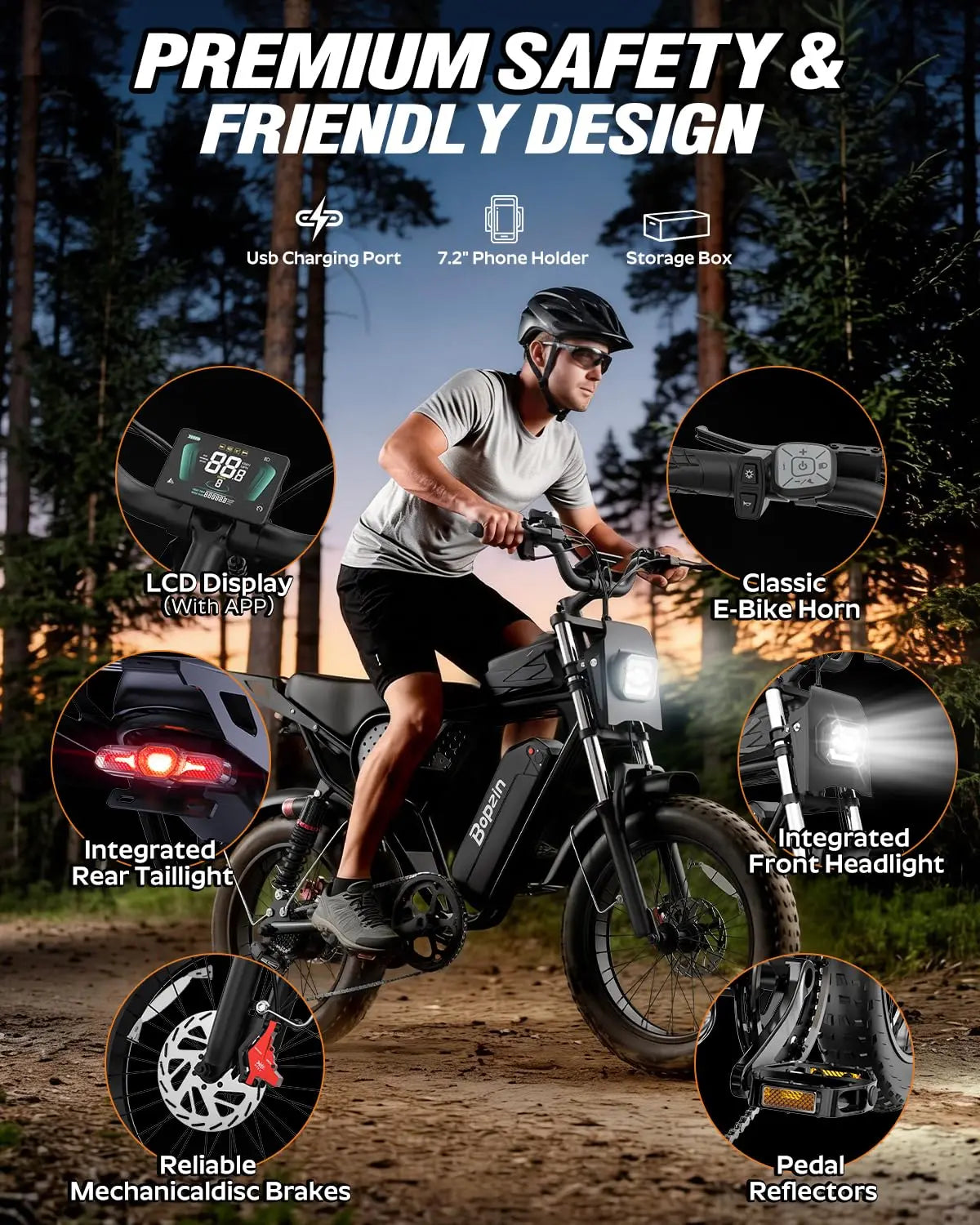 Electric Bike for Adult 1500W Peak Motor, 35MPH Speed, 48V 20AH Removable Large Battery Up to 80 Miles Range, UL, Customized