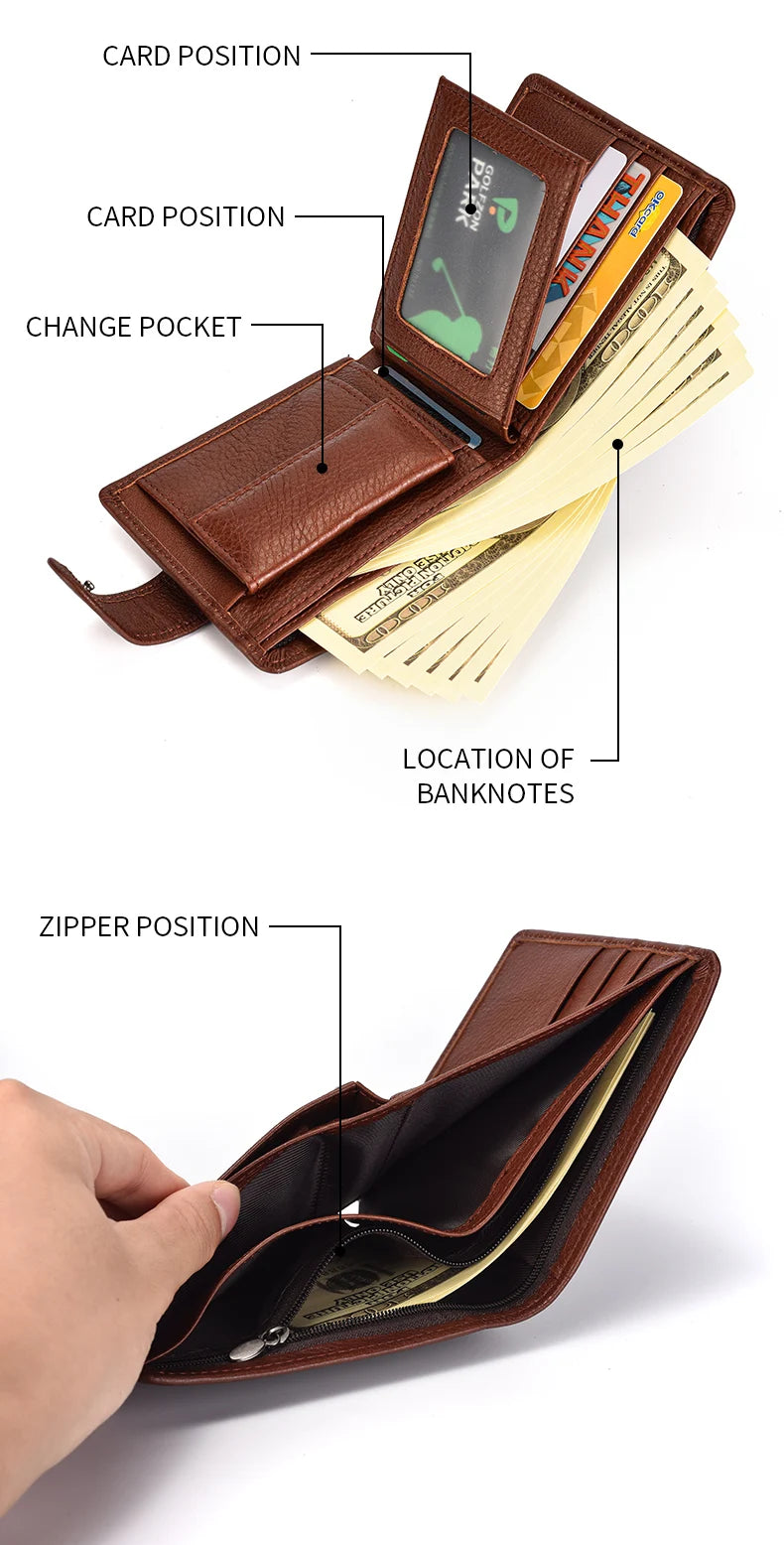 Genuine leather Men's Wallet Classic Style Short Multi-Card Wallet Coin Pocket Wallet High-End Minimalist wallet for Men
