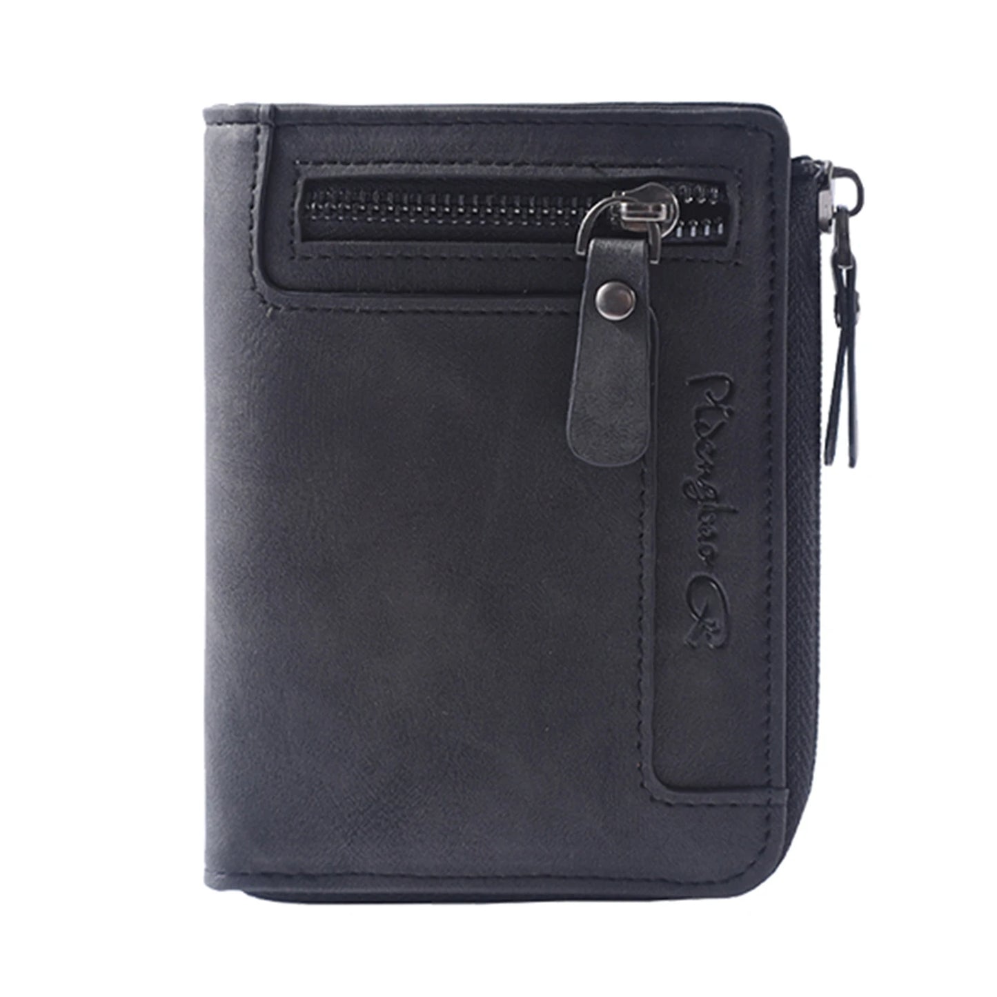 Trendy Wallet Men's PU Leather Male Short Zipper Simple Card Holder Soft Leather Money Clip Retro Coin Purse Gifts for Students