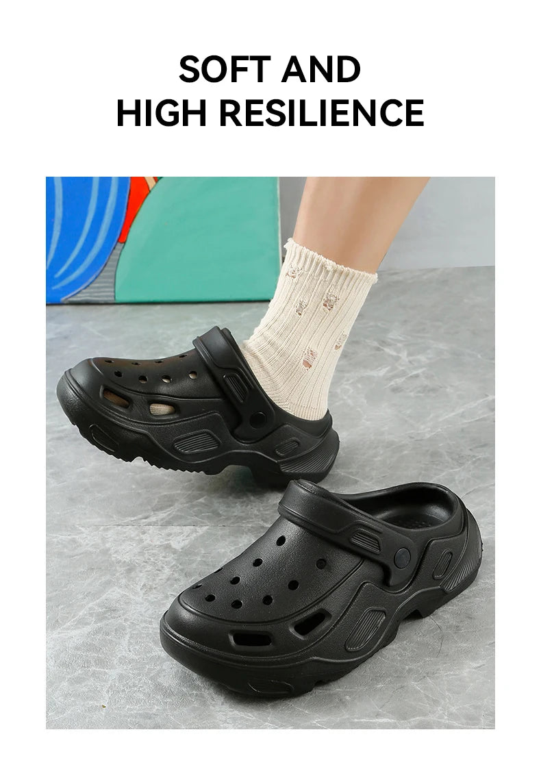 Summer Comfortable Soft Heightening Sandals For Men Platform High-heeled Outdoor Non-slip Waterproof Sandals For Women Clogs