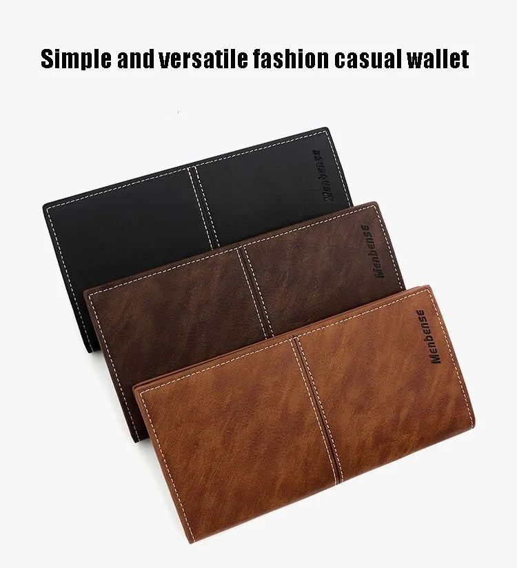 Men's Leather Wallet ID Card Holder Purse Checkbook Long Clutch Bifold Business Money Bag Man Wallets Cartera Hombre Carteras