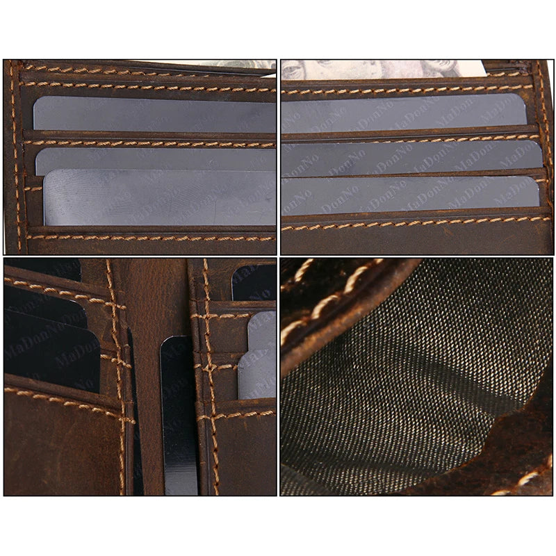 Genuine Leather Man Wallet RFID Blocking Slim Monederos Male Thin Purse High Quality Cowhide Card Wallet For Men Male