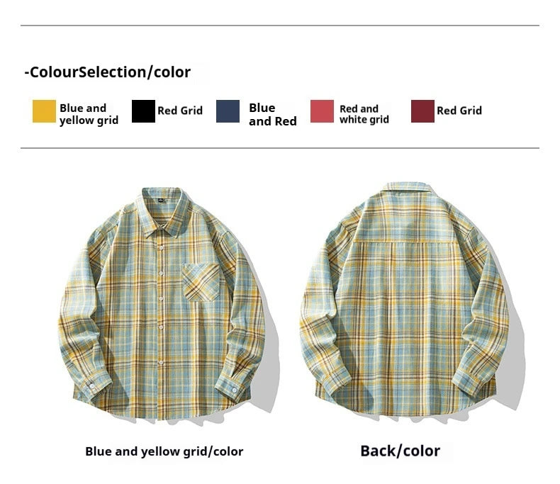 2025 New Men's Checkered Shirt Spring and Autumn Long Sleeve Slimming Shirt Korean Men's Best Selling Fashion Trend Top