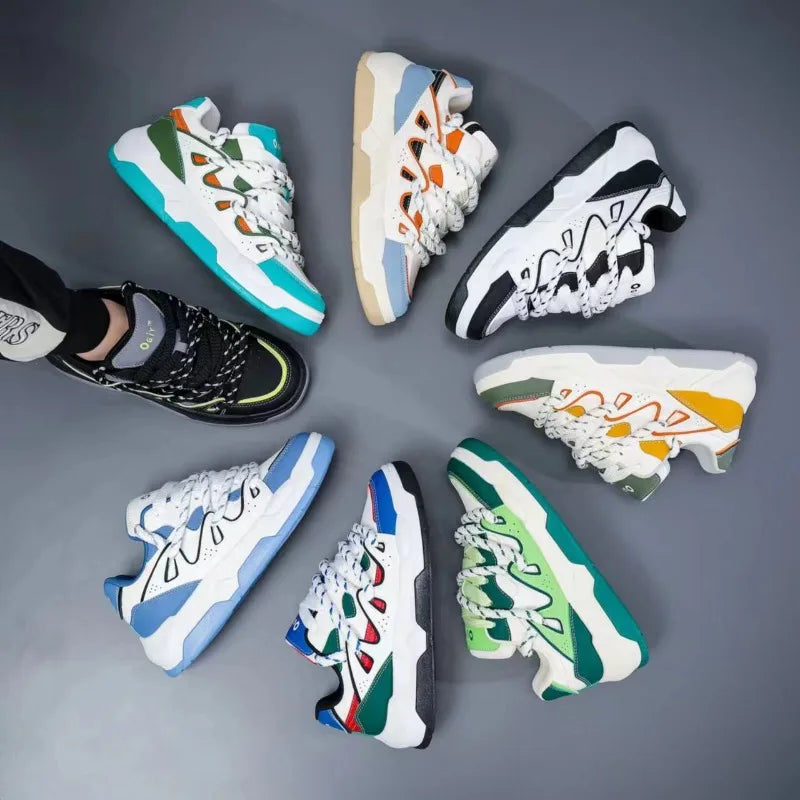 Shoes for Men Popular Versatile Sports Casual Board Shoes Personality Trend Men's Pu Leather Platform Sneakers Zapatillas Hombre