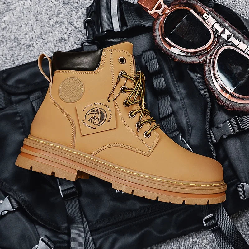 2024 New Men Boots Fashion Motorcycle Ankle Boots for Waterproof Hiking Boot Winter Chelsea Retro Boots Comfy