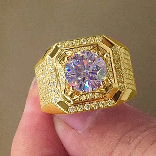 Milangirl Big Hip Hop Rhinestone Men Out Bling Square Ring   Pave Setting CZ Wedding Engagement Rings Top Quality