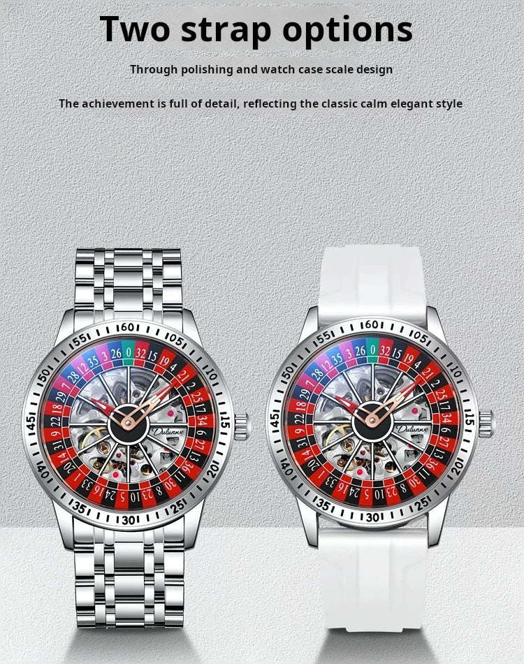 Men Mechanical Watch Automatic Luxury Gambling Rotating Plate Dial Wristwatch Man Casual Waterproof Luminous Clock Reloj Hombre