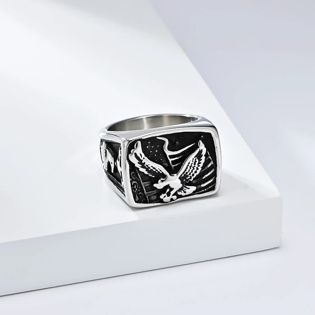 Eagle Rings Stainless Steel Art Retro Men Fashion Ring Jewelry