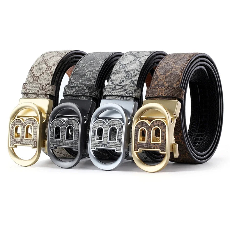 "B" Letter Genuine leather Belt for men Luxury brand Automatic Jeans Trouser belt golf man belt Work social designer waist belts