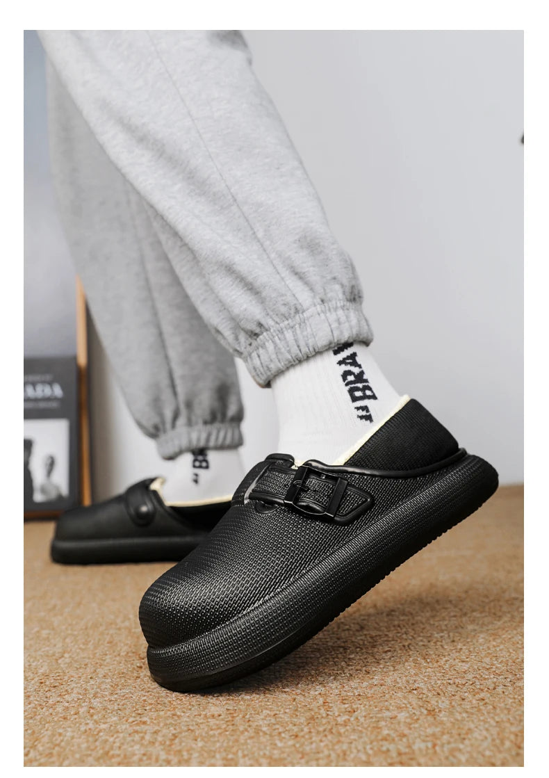 Winter Slippers for Men Half Shoes Anti-Skid Kitchen Shoes Lightweight Eva Slides Comfortable Male Sandals Chaussures Homme Luxe