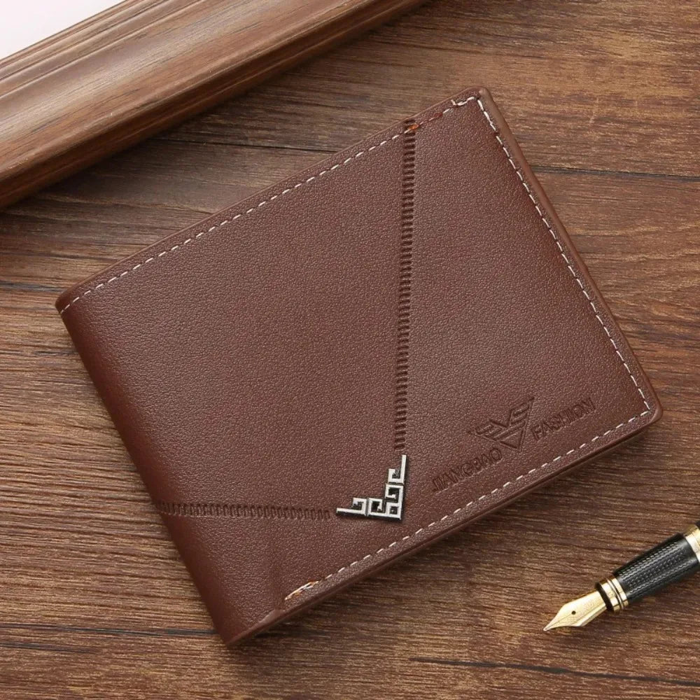 Men's Wallet Leather Short Multiple Holder Wallet Credit Card ID Card Holder Casual Business Double Fold Purses for Women Wallet