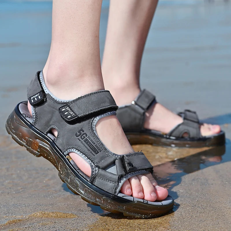 Outdoor Summer Genuine Leather Sandals Men Shoes 2022 Comfortable Sandal Male Sandalias Hiking Chaussure High Quality Shoes Men