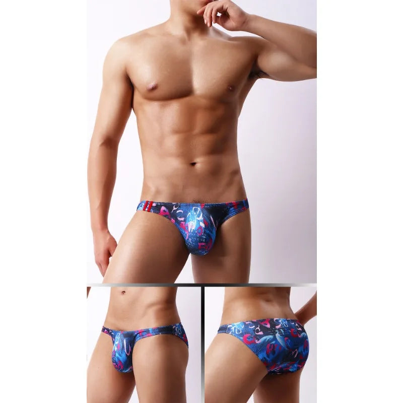 Men's Briefs. New Fashionable Low-Waist Printed Breathable U-Convex Men's Underwear