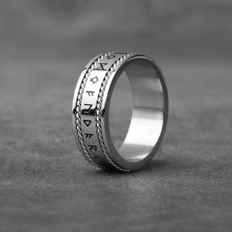 Freeshipping Stainless Steel Odin Norse Anel Amulet Rune Couple Dating Viking Rings For Men Women Words Jewelry Boyfriend Gift