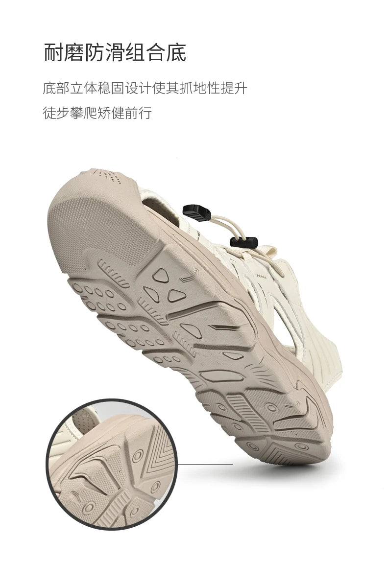 Jumpmore Fashion Men's Leather Sandals Summer Outdoor Hiking Shoes Size 38-45