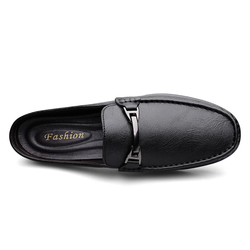 Men Casual Summer Shoes Hollow Out Men's Driving Shoes High Quality Male Business Shoes Half Slippers Genuine Leather Loafers