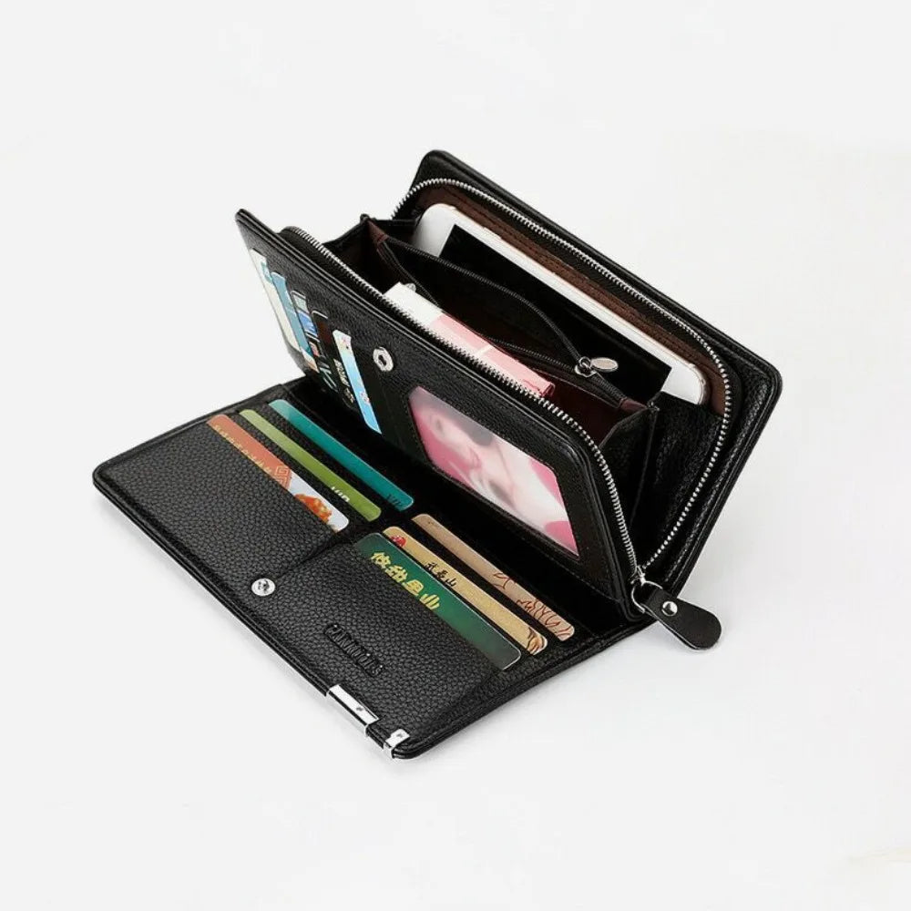 Men's Long Wallet Multi-card Slot Card Holder Business Wallet with Zipper Multi Functional PU Leather Coin Purse Man Gift