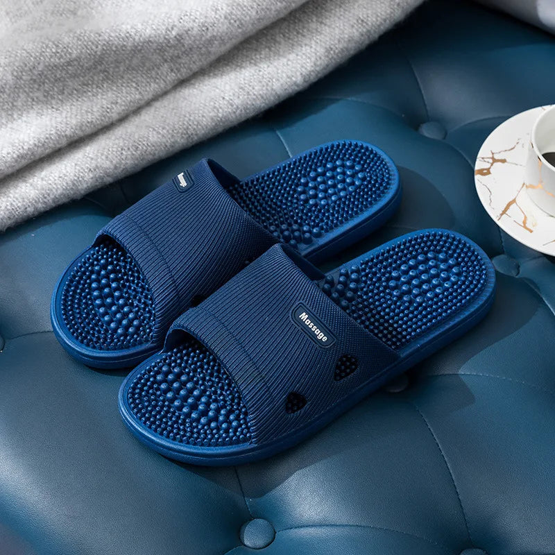 Women Men Foot Massage Slippers Indoor Bathroom Non-slip Soft Slides Comfort Flats Couples Home Relief Feet Health Care Shoes