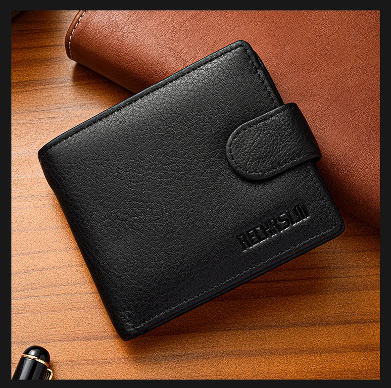 Genuine leather Men's Wallet Classic Style Short Multi-Card Wallet Coin Pocket Wallet High-End Minimalist wallet for Men