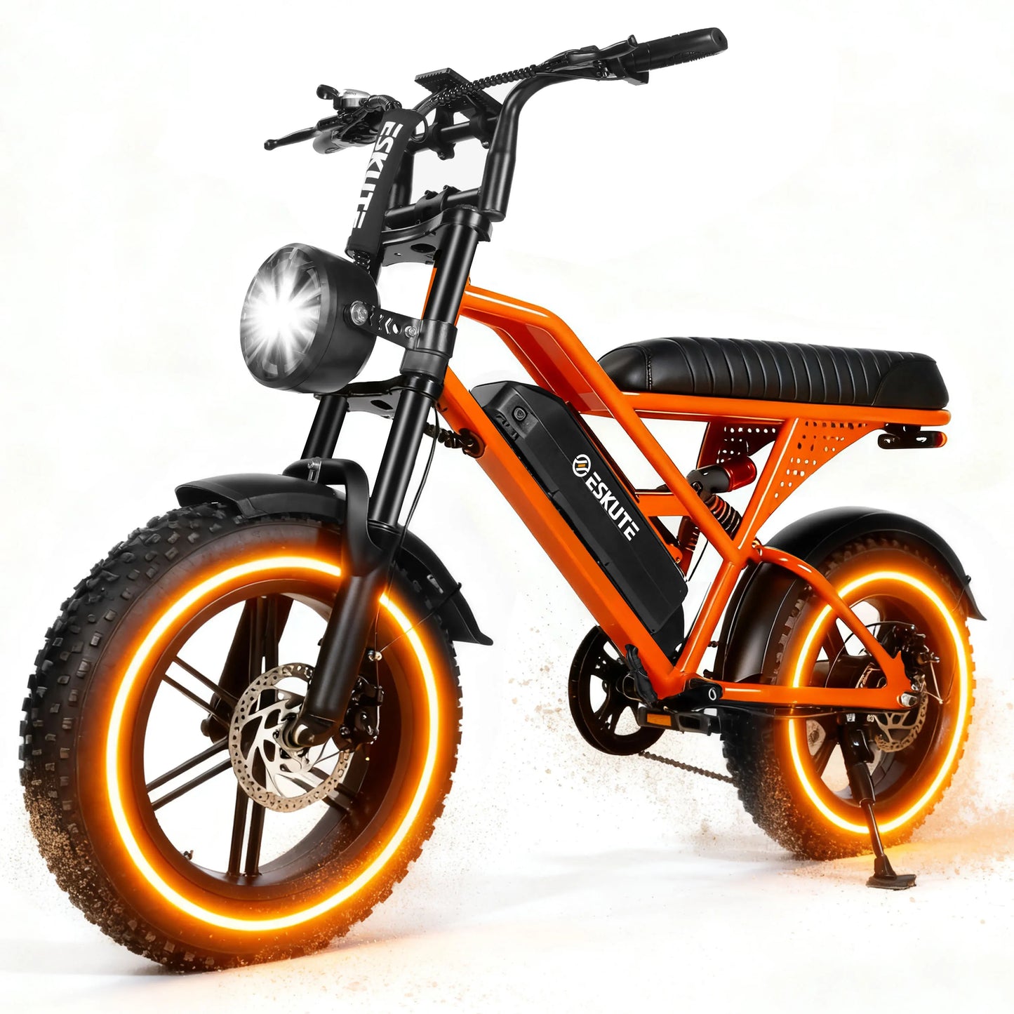 Eskute V100 Electric Bike, 1500W Peak 28MPH 48V13Ah Motorcycle, 16"x4" Fat Tire 7-Speed Dual Suspension E-Bike, 1 Year Warranty