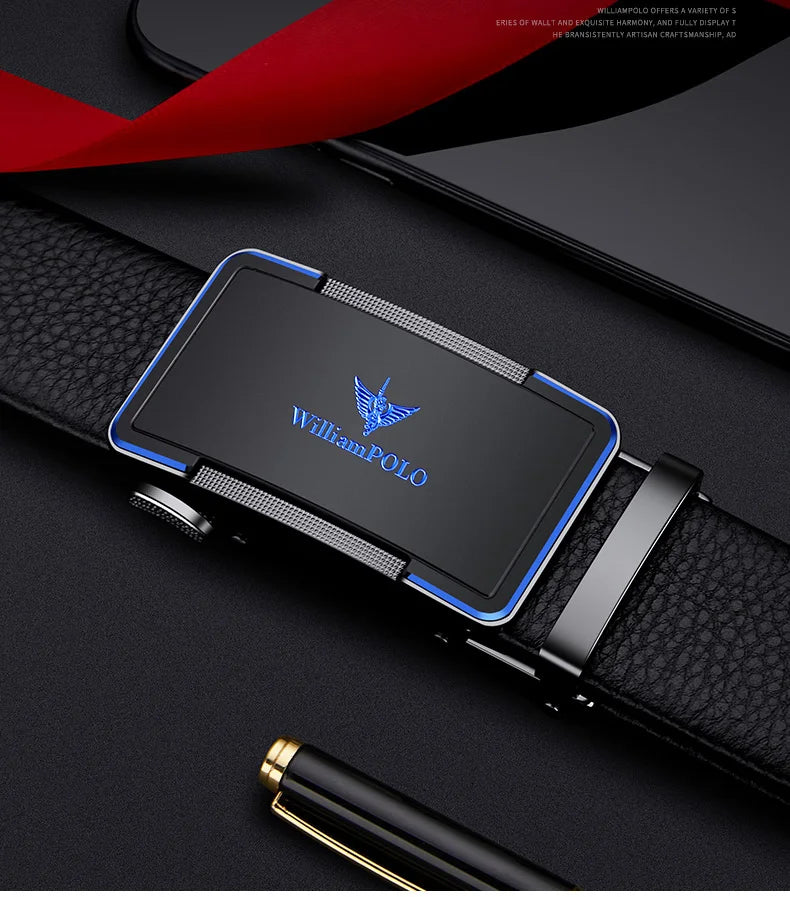 Men's leather belt with automatic buckle, casual pants belt, fashionable high-end belt, business waist belt
