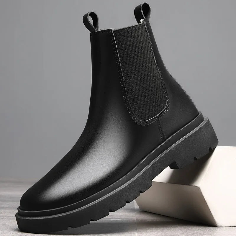 Men's Autumn Chelsea Boots Outdoor high top fashion shoes British style  versatile mid top boot Casual comfortable male shoe