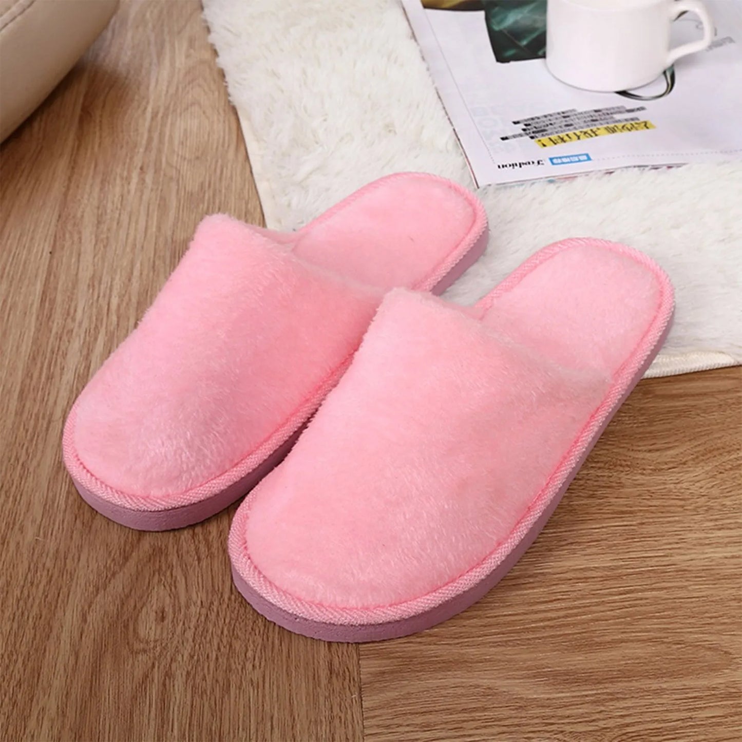 Men's Winter Slippers Warm Bedroom Plush Shoes Home Floor Soft Indoors Thin Velvet Solid Color Non Slip Half Drag Slipper