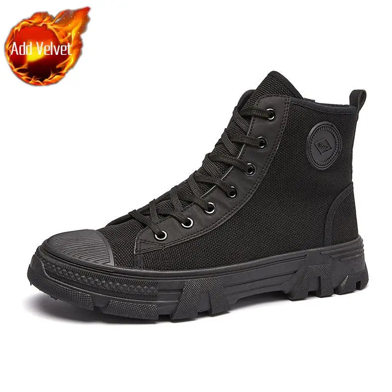 Men's High Cut Boots Warm Winter Lace Up with Fur Outdoor Hiking Male Shoes Platform Retro Original Deals Comfortable Offer Sale