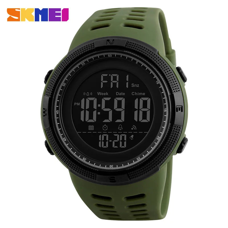 Men's Sports Watch - Waterproof Digital Wristwatch with Alarm, Shockproof - Outdoor Army Reloj Hombre