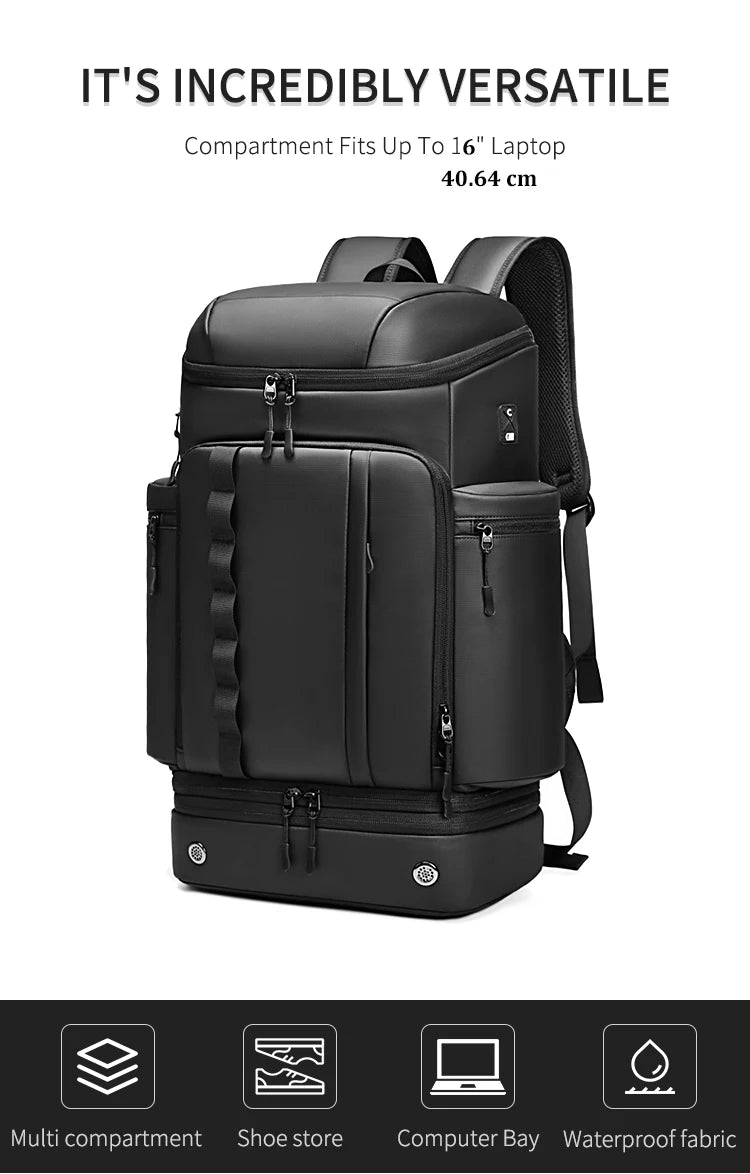 Travel Hiking backpack For Men 50L Large capacity trekking bag outdoor waterproof 16 Inch Laptop Backpack creative With shoe bag