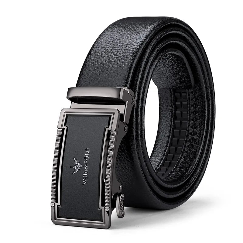 Men's leather belt with automatic buckle, casual pants belt, fashionable high-end belt, business waist belt