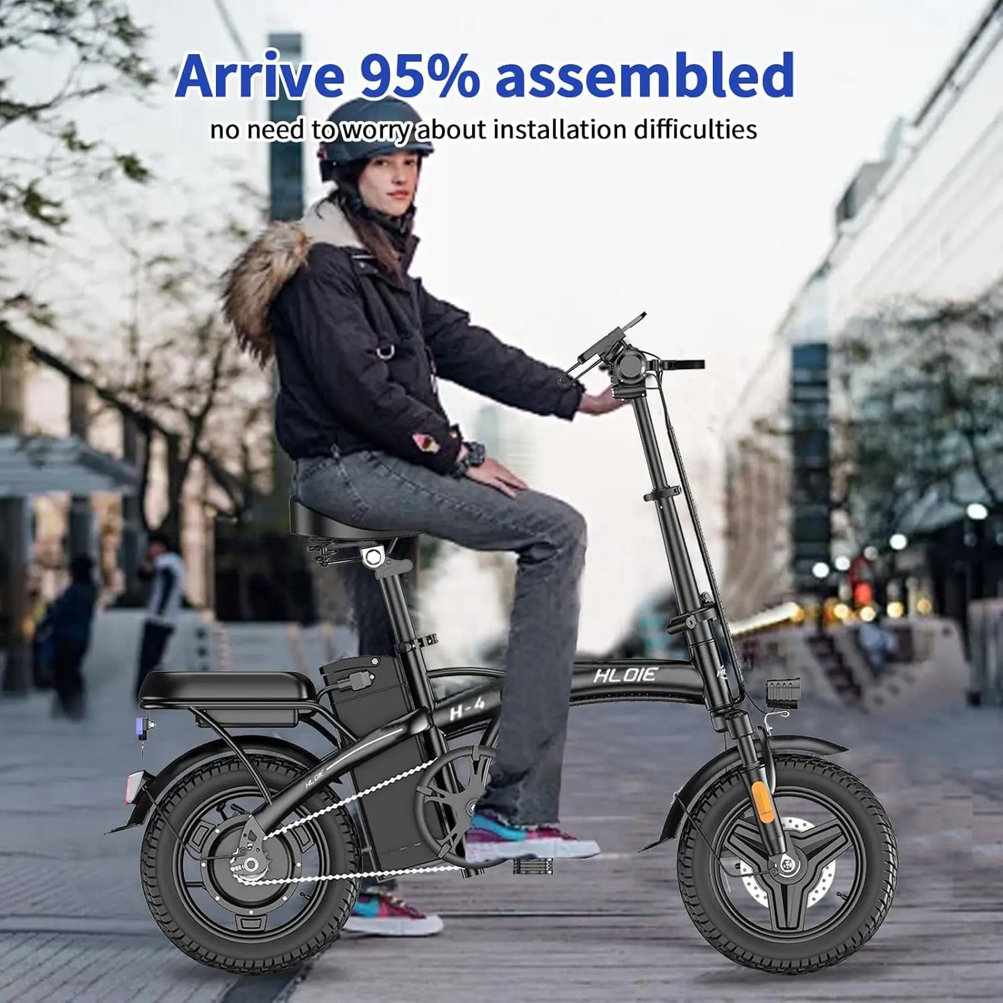 Folding Electric Bike for Adults, 500W Peak Motor, Up to 23 MPH, 14” Foldable Ebike with 48V 12Ah Battery, 35 Miles, Customized
