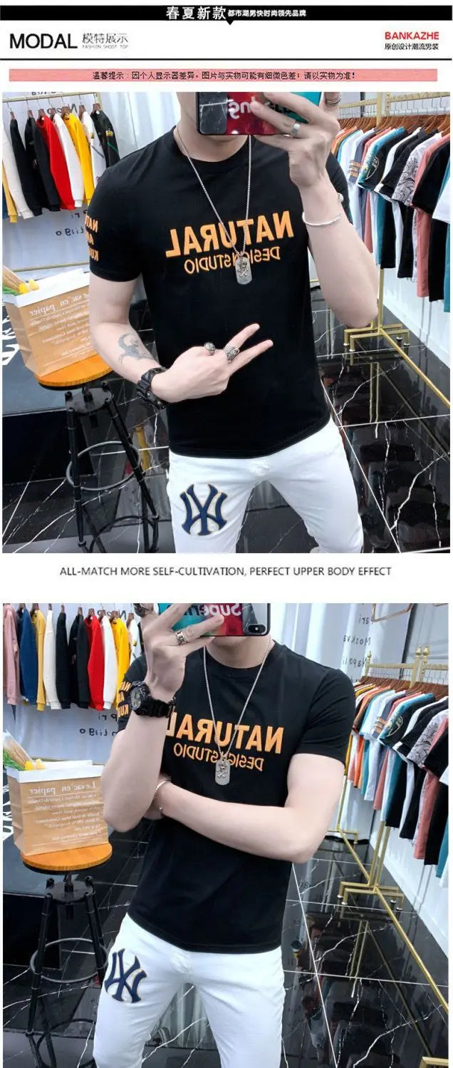 Designer Clothes Men's Summer Casual Cotton T-Shirts O-Neck Letter Print Tops Fashion Handsome Look Short Sleeve T-shirt for Men