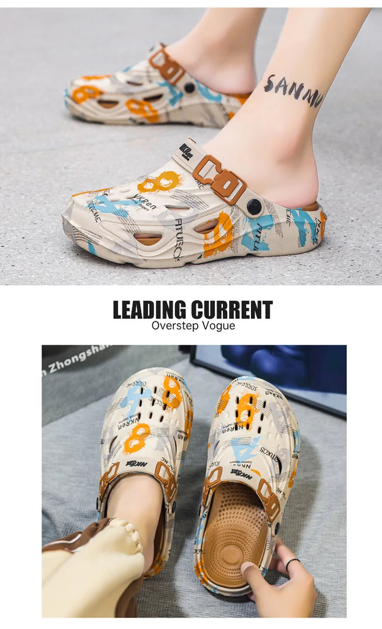 2025 New Men's Clogs Slippers Home Platform Sandals Summer Outdoor Beach Water Shoes Non-slip Male Sneakers Lightweight Sandals