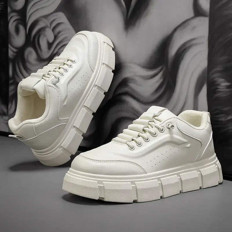 Sneakers Casual Men Designer Easy Matching White Board Shoes Fashion Leather Breathable Height Increased Flat Platform Gym Shoes