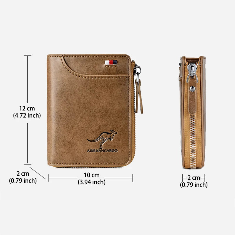 Men's Wallet PU Leather Business Card Holder Zipper Purse for Men RFID Protection Purses Luxury Designer Money Bag Male Gift