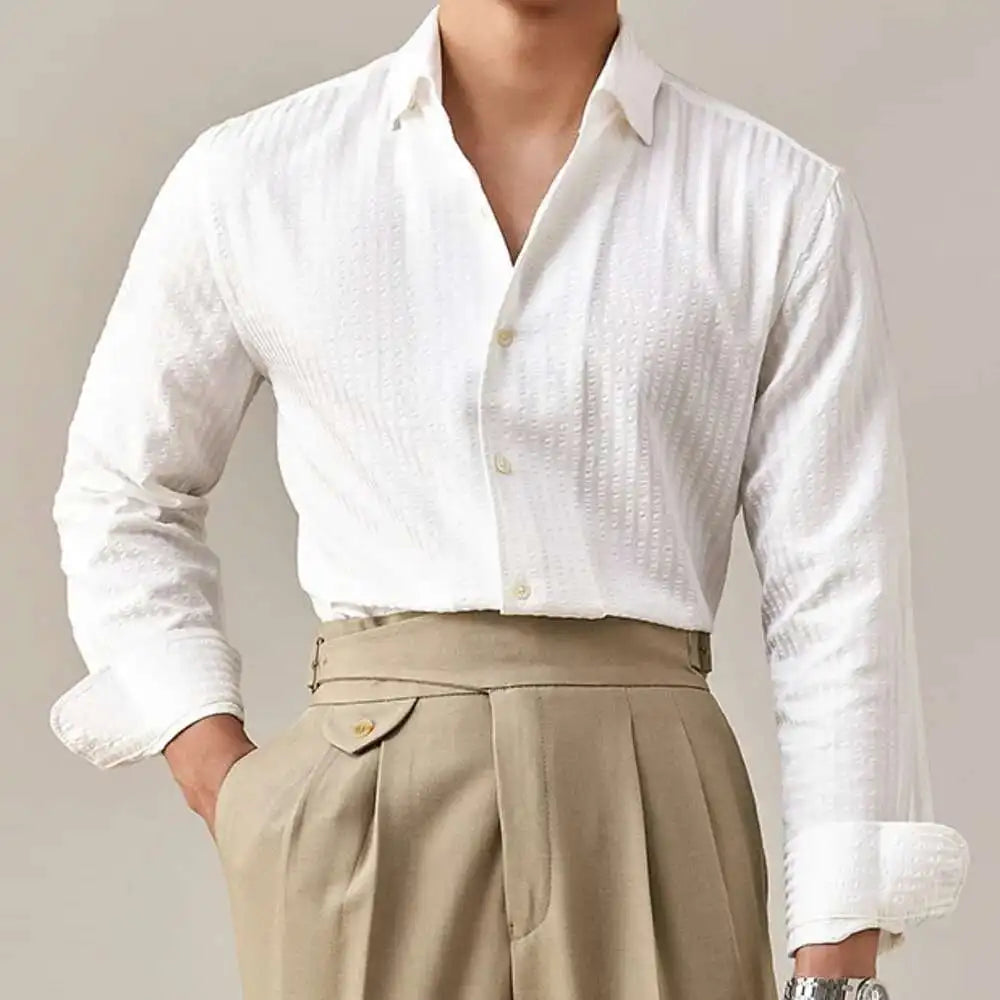 2025 Spring Shirts Men Dress Stripe Long Sleeve Shirt British Versatile Casual Cotton Shirt Fashion Man Camisa Social Masculina