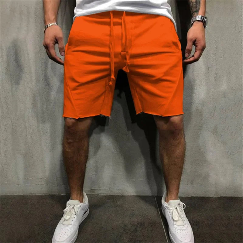 Men's Summer Casual Shorts Male Gym Fitness Sports Quick Dry Ragged Cutoff Training Hip Hop Running Loose Basketball Short Pants
