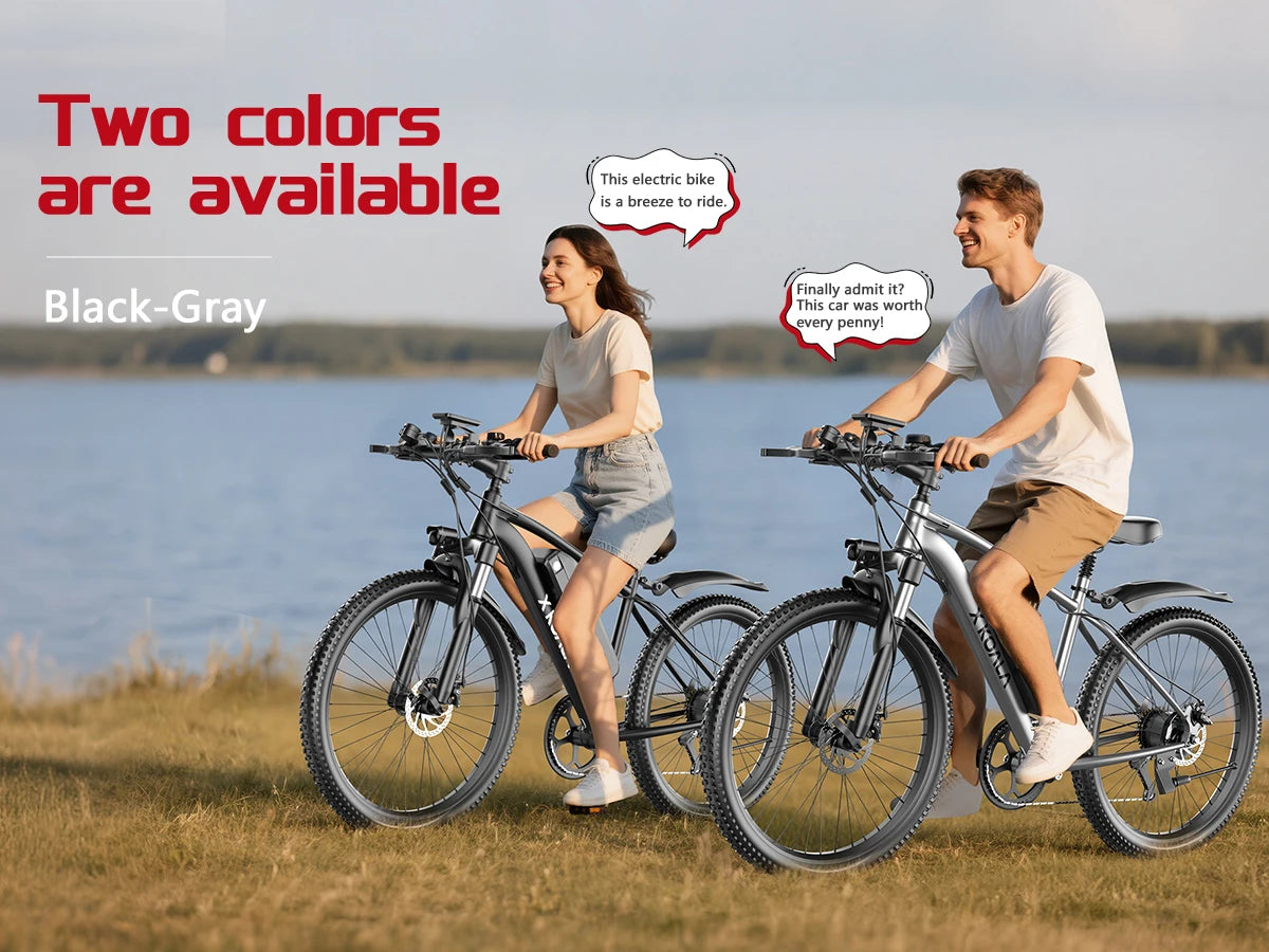 26'' Electric Bike for Adults 1000W Peak Motor 40 Miles 25MPH Commuter EBike 7 Speed Waterproof Pedal Assit Electric Mountain
