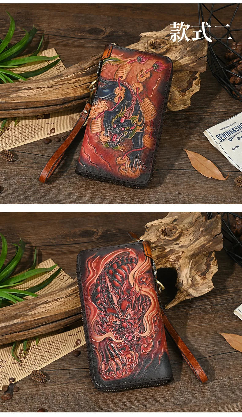 Men's Genuine Leather Wallet with Handcrafted Embossed Design