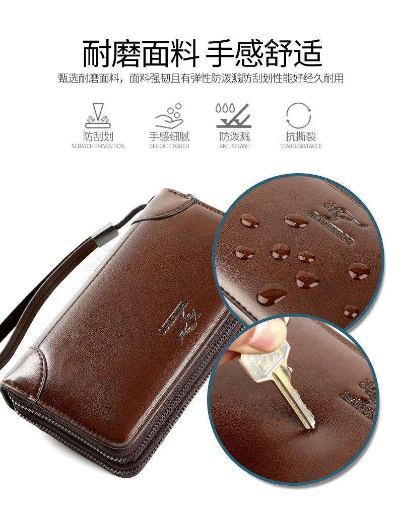 High Quality Pu Leather Wallet Men's Long Zipper Wallet for Men RFID Blocking Business Clutch Bag Credit Card Holder Man Purse