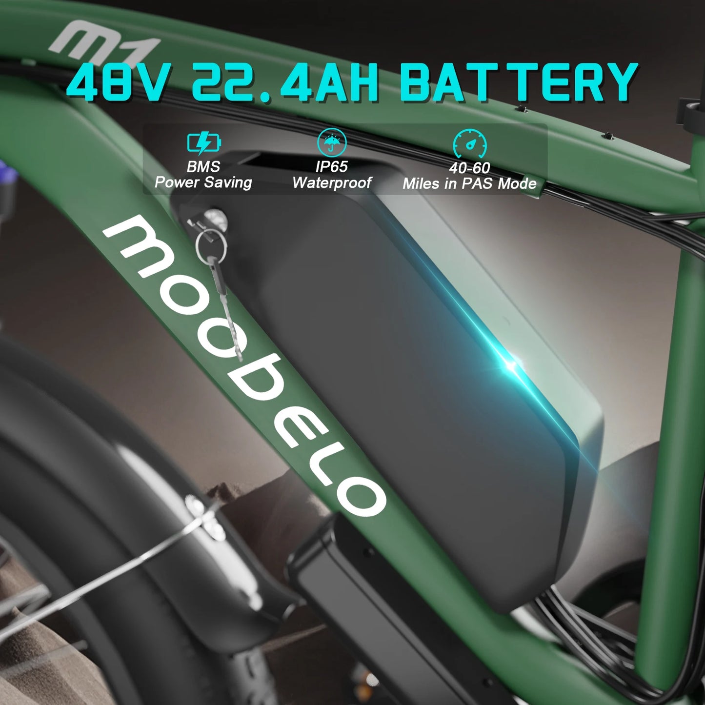 US Delivery Moobelo M1 2000W EBike 48V 22.4AH 35mph 26" Fat Tire Waterproof All-Terrain Adult EBike One-year Warranty